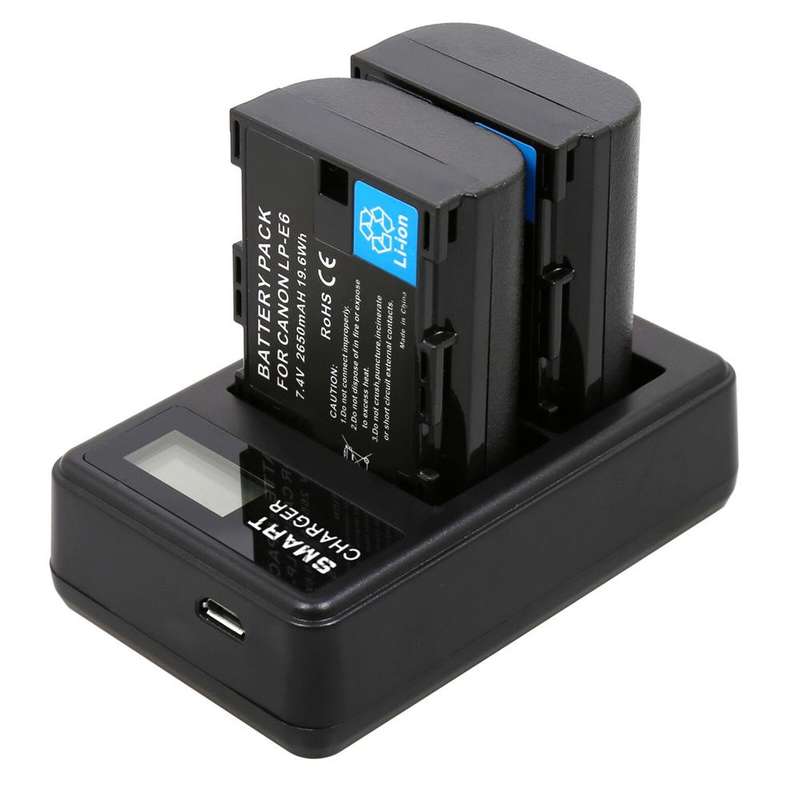 شارژر باتری دوربین مدل LP-E6 به همراه باتری بسته 2 عددی