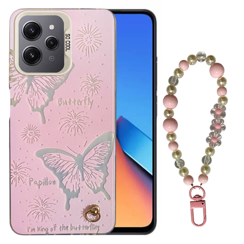 کاور مدل SO COOL طرح پروانه کد SC01 مناسب برای گوشی موبایل شیائومی Redmi 12 4G به همراه بند آویز