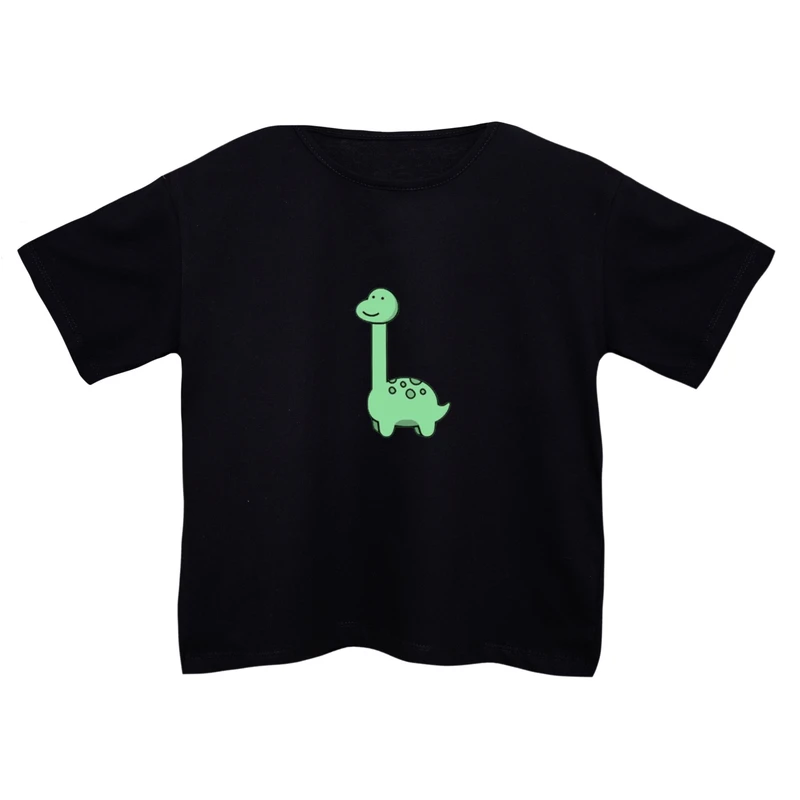 کراپ‌تی شرت آستین کوتاه زنانه مدل دایناسور کد 2