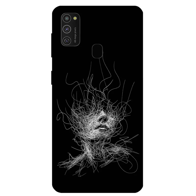 کاور مگافون طرح اسکچ صورت مدل 7423 مناسب برای گوشی موبایل سامسونگ Galaxy M21 2021