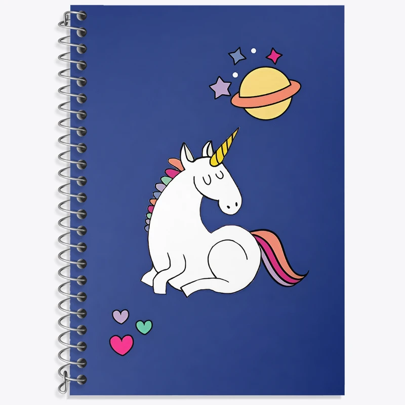 دفتر زبان 50 برگ خندالو مدل سه خط طرح اسب تک شاخ کد N3289