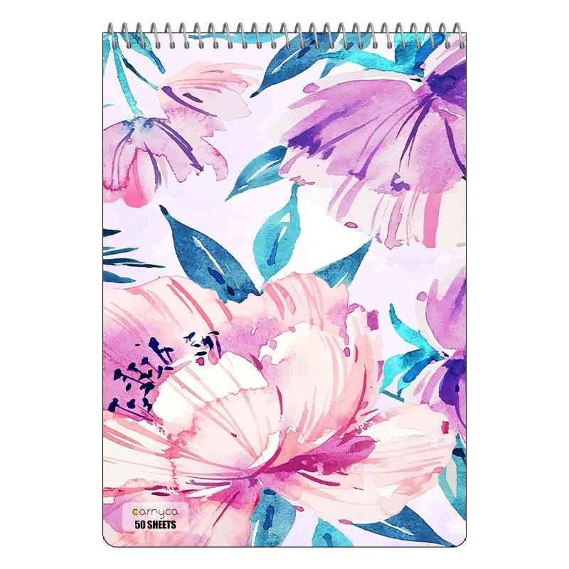 دفتر نقاشی 50 برگ سیمی کارنیکا طرح پترن گل دار Floral Pattern کد 24863