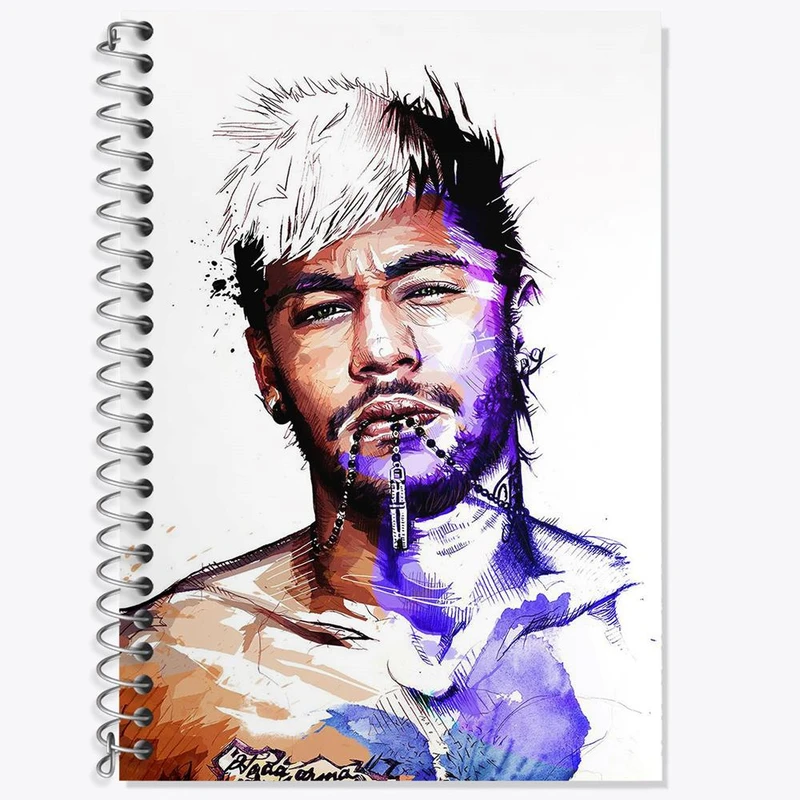 دفتر زبان 50 برگ خندالو مدل سه خط طرح نیمار Neymar کد 28601