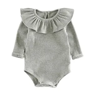 بادی آستین بلند نوزادی دخترانه کد M655 رنگ طوسی