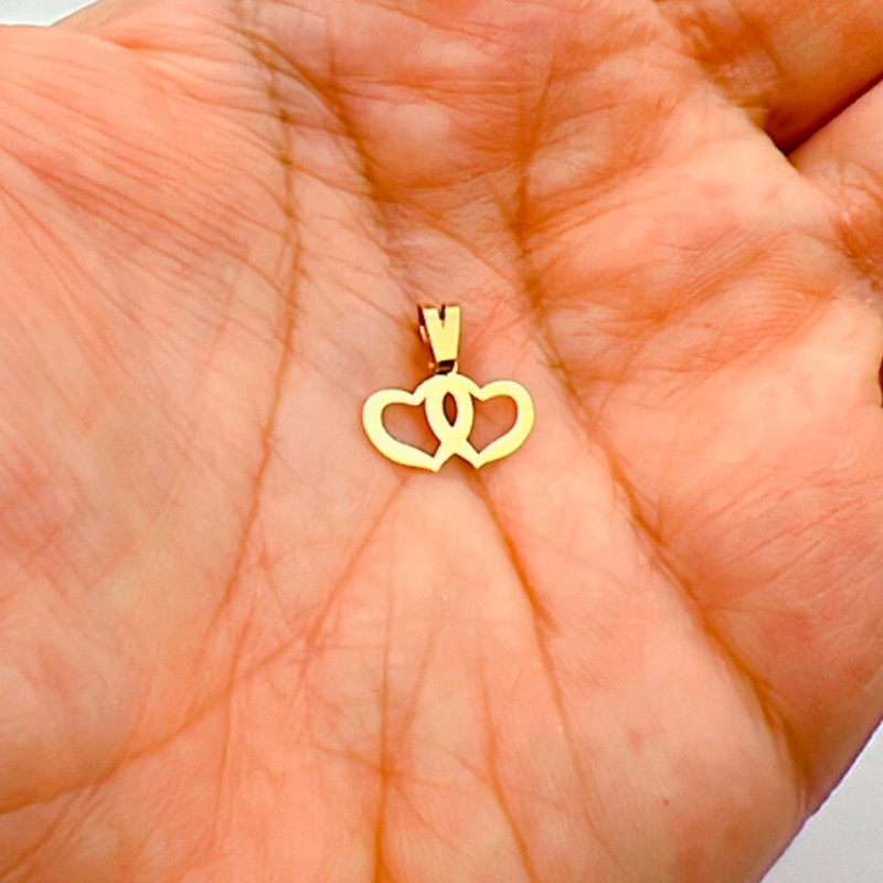 آویز گردنبند طلا 18 عیار زنانه گالری صادقی طرح دو قلبی آویز گردنبند طلا 18 عیار زنانه گالری صادقی طرح دو قلبی