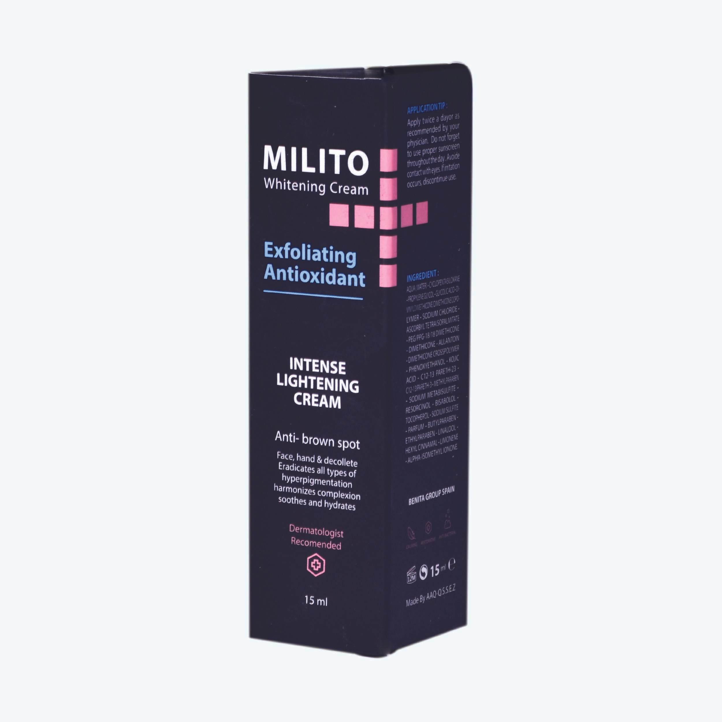 کرم روشن کننده میلیتو مدل Anti-brown spot حجم 15 میلی لیتر کرم روشن کننده میلیتو مدل Anti-brown spot حجم 15 میلی لیتر