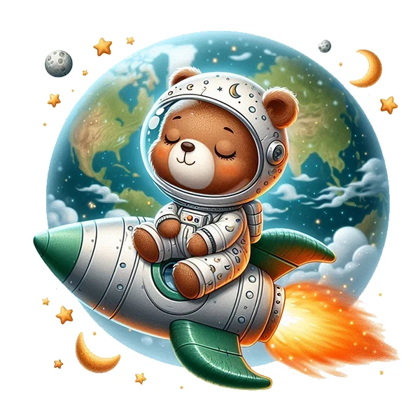 استیکر پارچه و لباس پاد آفرین طرح خرس فضانورد کد 759