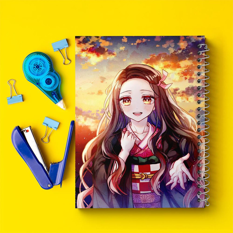 دفتر مشق 100 برگ خندالو طرح نزوکو انیمه دختر کد 12136