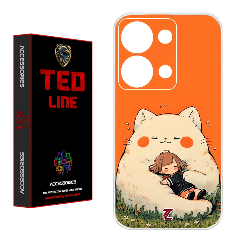 کاور تدلاین طرح گربه نارنجی کد 1138 مناسب برای گوشی موبایل شیائومی Redmi Note 13 Pro 4G / Poco M6 Pro