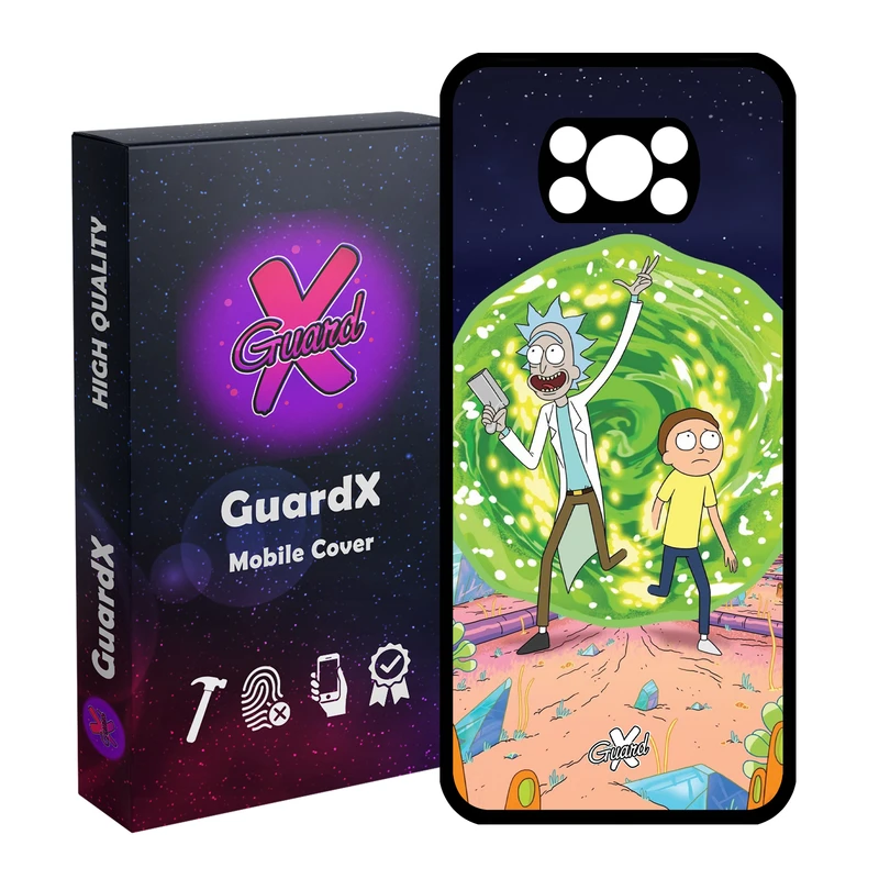 کاور گارد ایکس طرح Rick and Morty مدل Glass10190 مناسب برای گوشی موبایل شیائومی Poco X3 / Poco X3 NFC