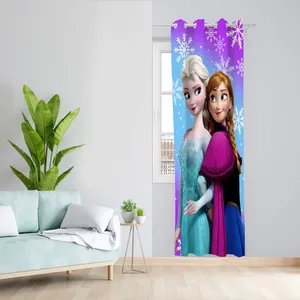  پرده مدل اتاق کودک مخمل پانچی طرح السا و انا کد 4499 سایز 140x280 سانتی متر