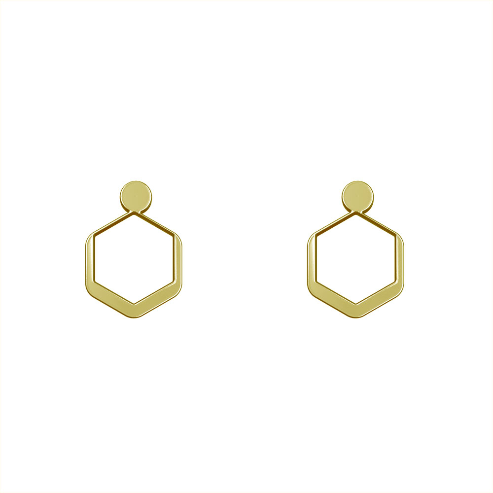 گوشواره طلا 18 عیار زنانه مدوپد مدل شش ضلعی کد GA1-10352