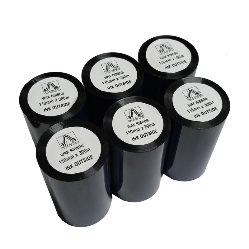 ریبون پرینتر لیبل زن نیک براز مدل WAX 110mm x 300m بسته 6 عددی