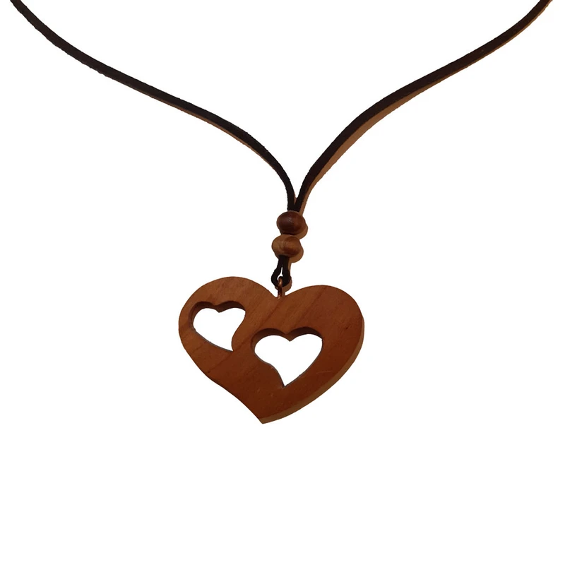 گردنبند مدل چوبی طرح قلب کد 033