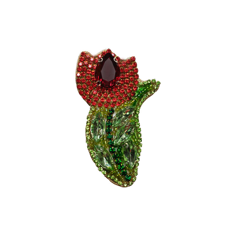گل سینه زنانه مدل گل لاله کد 5039
