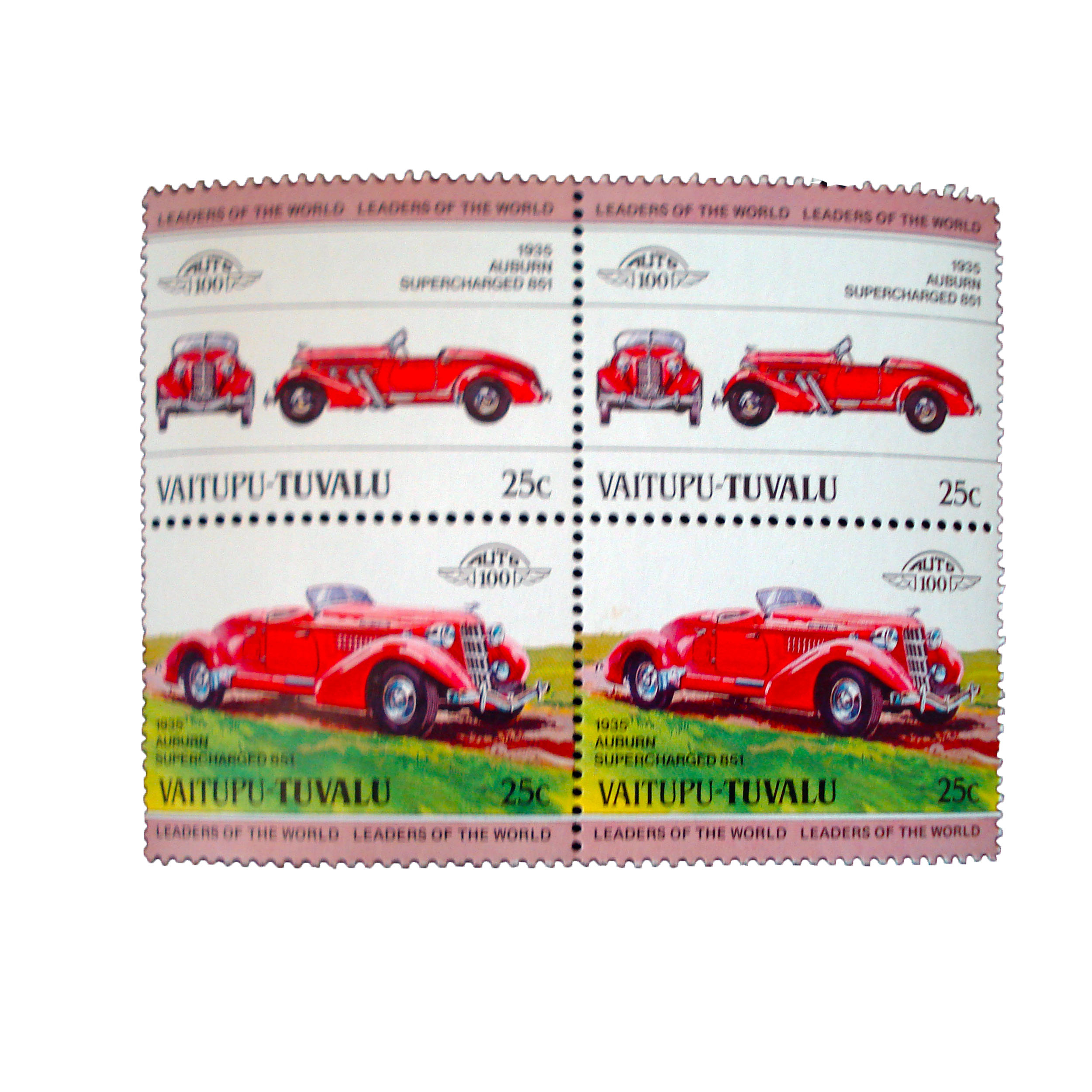 تمبر یادگاری طرح اتومبیل مدل auburn کد 101 مجموعه 4 عددی