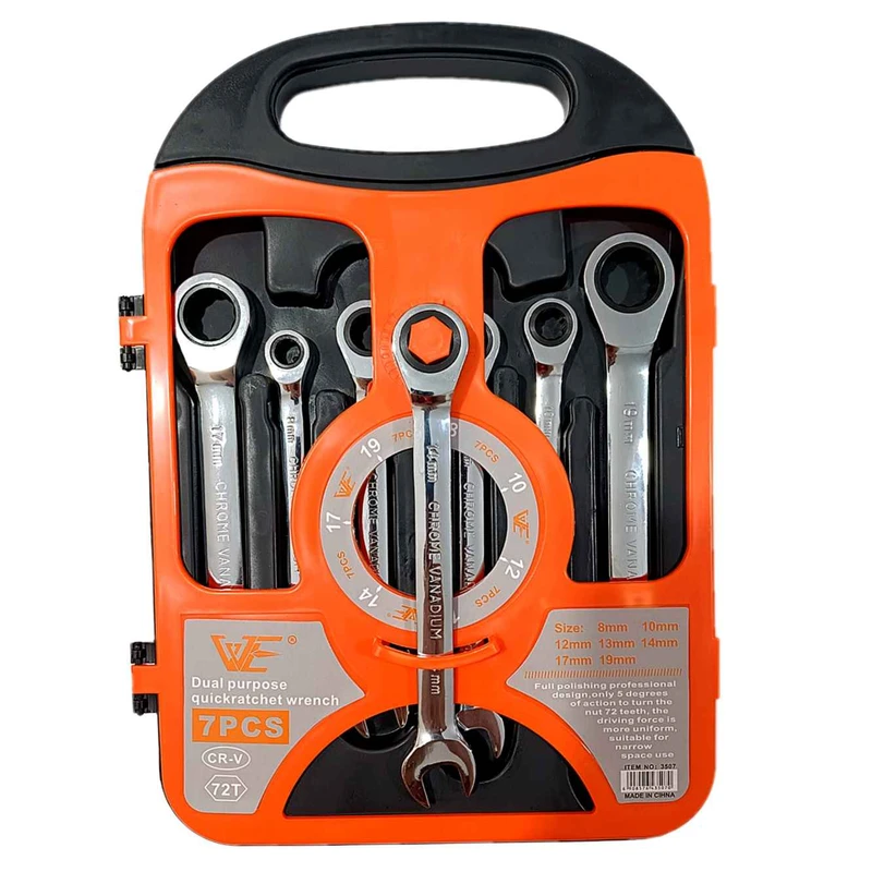 آچار یکسر تخت یکسر جغجغه ای وی مدل CR-V72T مجموعه 7 عددی