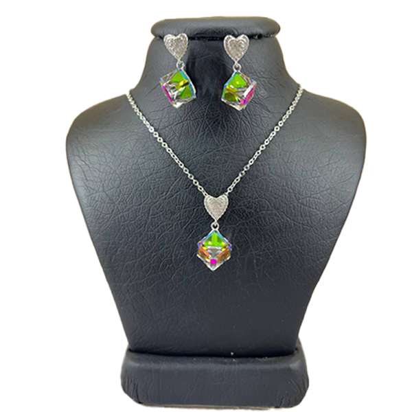 نیم ست نقره زنانه مدل مکعب جواهری کد 689844 نیم ست نقره زنانه مدل مکعب جواهری کد 689844