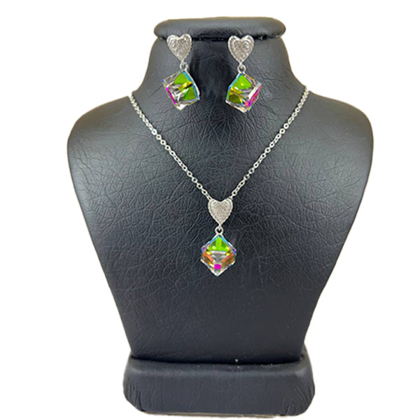 نیم ست نقره زنانه مدل مکعب جواهری کد 689844 نیم ست نقره زنانه مدل مکعب جواهری کد 689844