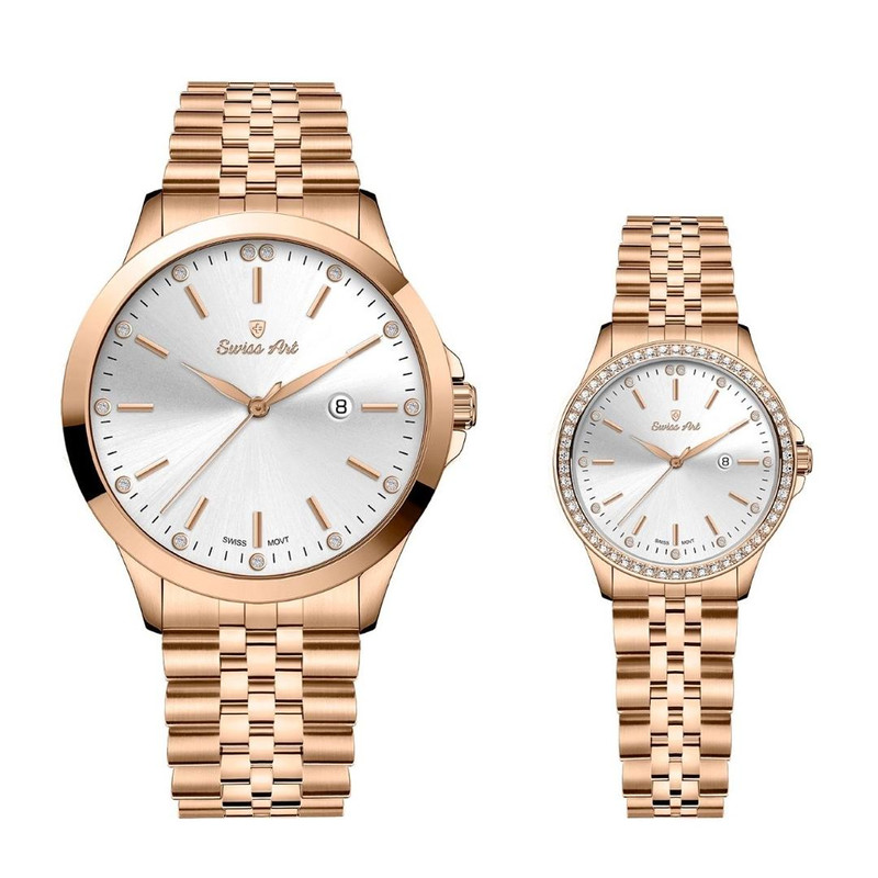 ست ساعت مچی عقربه‌ای زنانه و مردانه سوئیس آرت مدل 620005-6-09