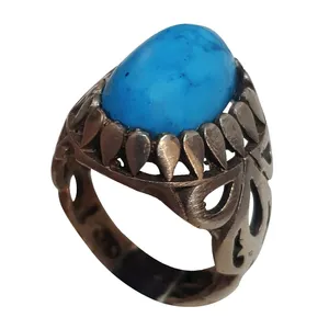 انگشتر نقره مردانه مدل فیروزه مصری FM218280