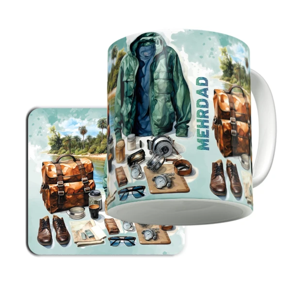 ماگ لاژید مدل اسم مهرداد کد GRST به همراه زیرلیوانی