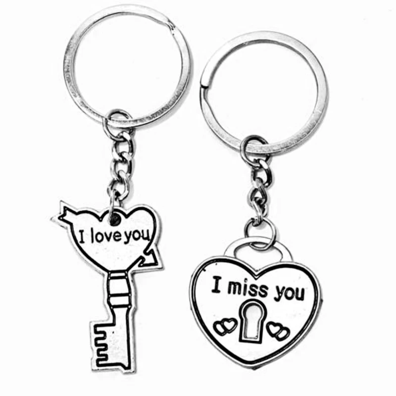 جاکلیدی مدل قلب و کلید طرح I love you I miss you مجموعه 2 عددی