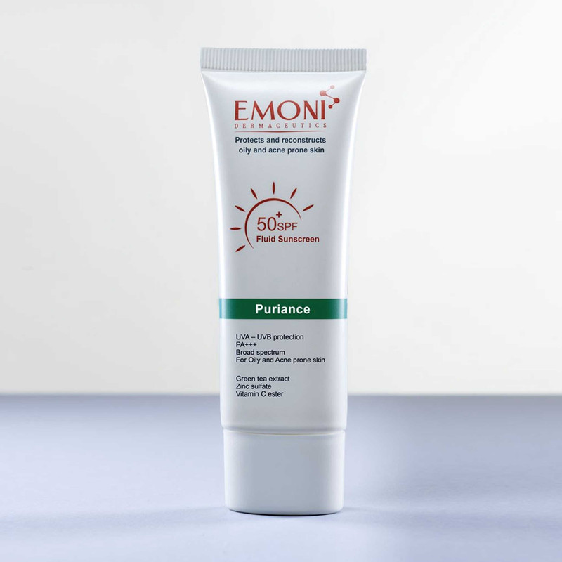 کرم ضد آفتاب بدون رنگ امونی spf50 مدل purience مناسب برای پوست چرب حجم 50 میلی‌لیتر