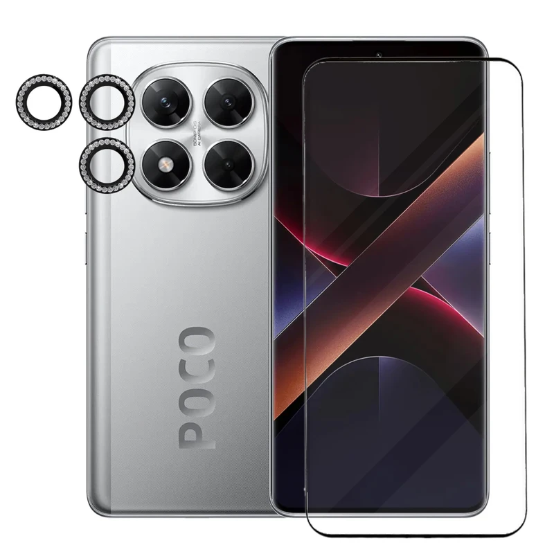 محافظ صفحه نمایش آکوآرا مدل BKNGNGLS مناسب برای گوشی موبایل شیائومی Poco X7 به همراه محافظ لنز