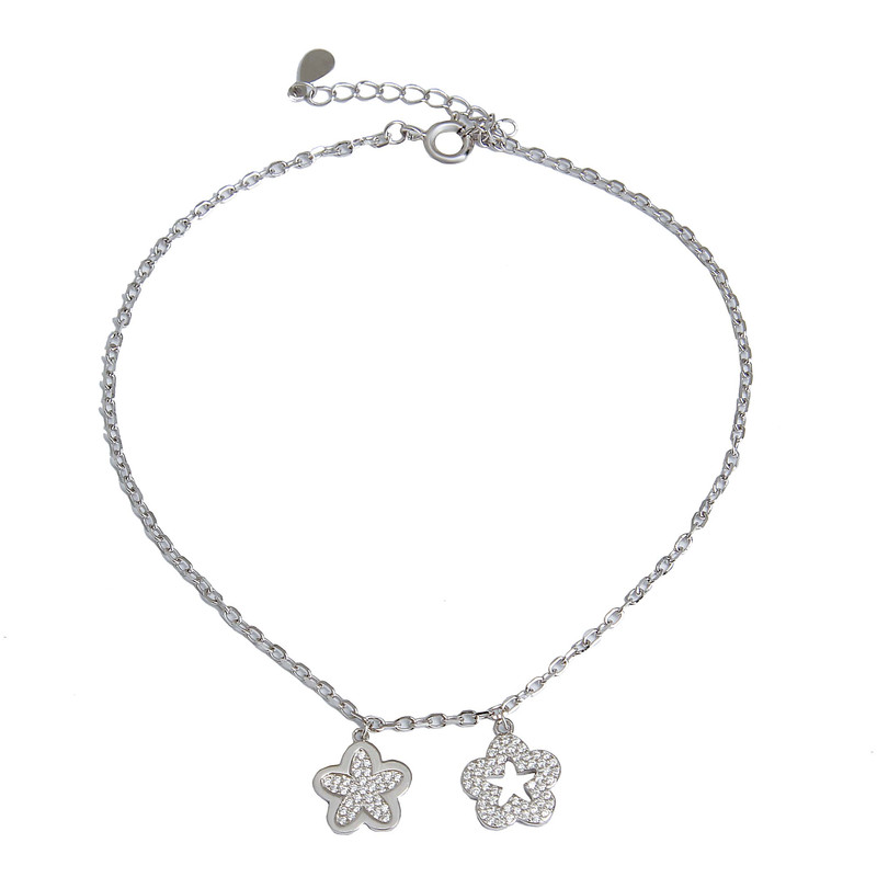 پابند نقره زنانه بازرگانی میلادی مدل گل رادیوم  کد DP_589