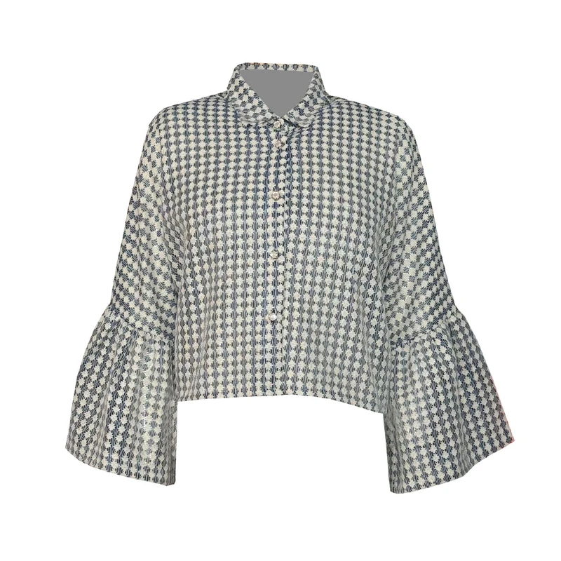 شومیز آستین بلند یقه برگردان زنانه مدل 8010