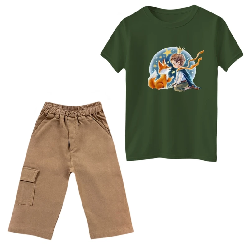 ست تی‌شرت و شلوارک پسرانه مدل شازده کوچولو و روباه کد 5