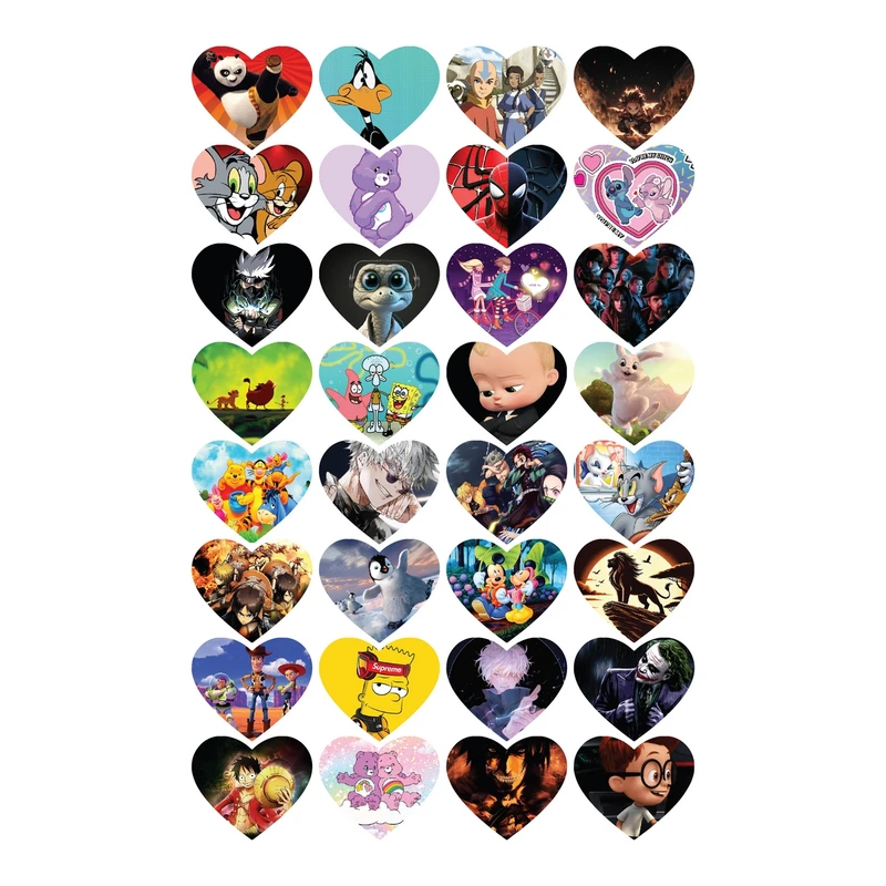 استیکر مدل قلبی طرح کارتون های عصر جدید کد 10 مجموعه 32 عددی