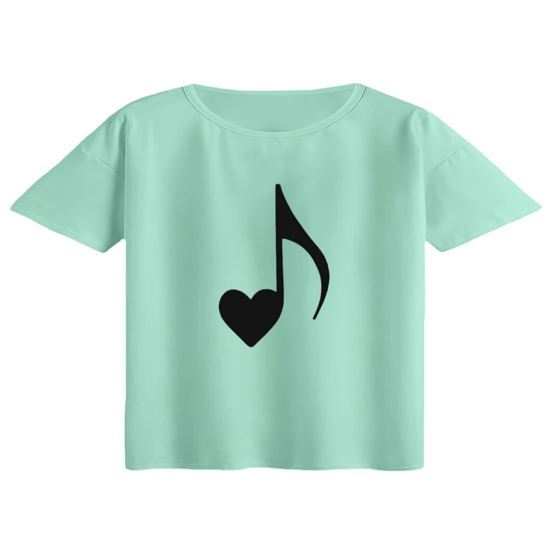 کراپ تی‌شرت آستین کوتاه زنانه مدل نت قلبی