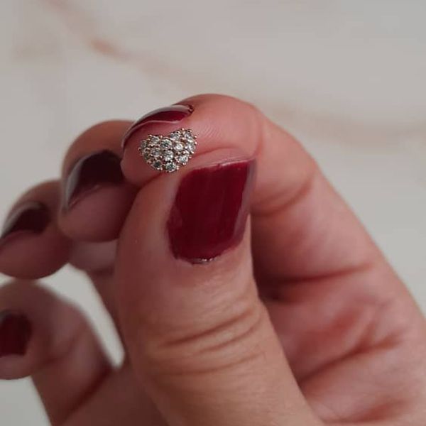 گوشواره زنانه ژوپینگ مدل قلب نگینی -  - 5