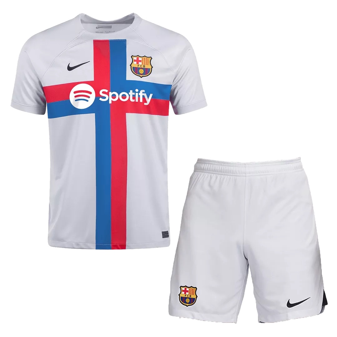 ست تی شرت آستین کوتاه و شلوارک ورزشی مردانه مدل بارسلونا Away 2023