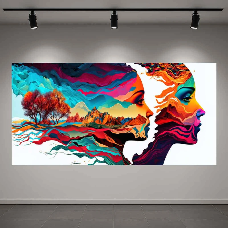 پوستر پارچه ای طرح مخمل  نقاشی انتزاعی مدل چهره زنانه کد AR3061516