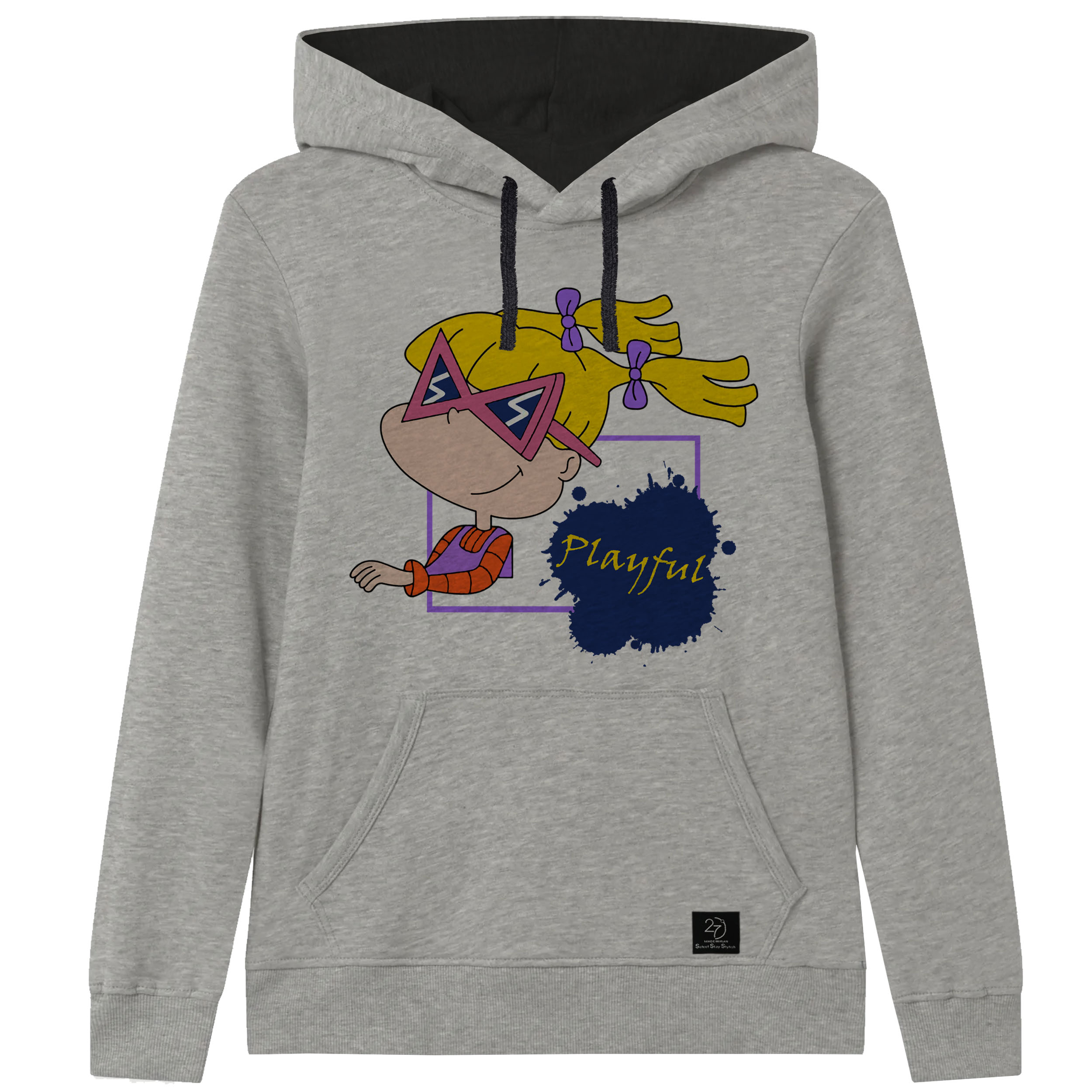 هودی دخترانه 27 مدل بازیگوش کد V35 رنگ طوسی