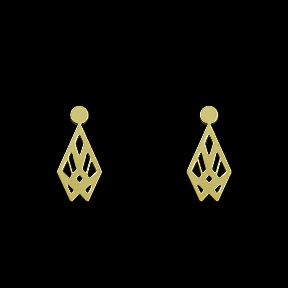 گوشواره طلا 18 عیار زنانه مدوپد مدل هندسی کد GA1-14884