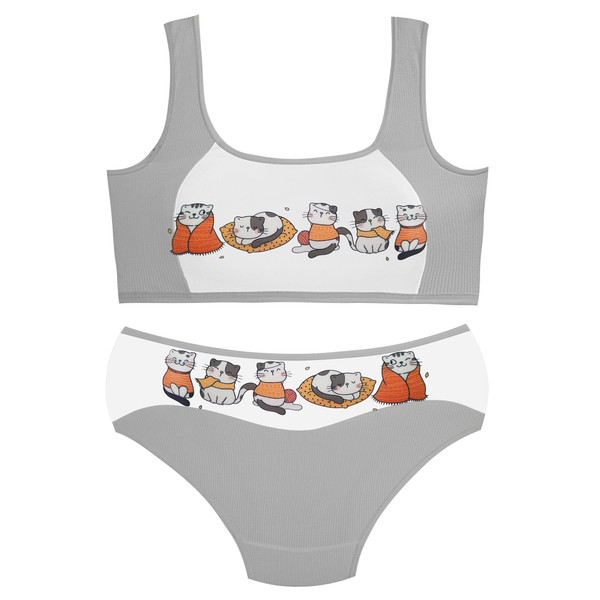 ست شورت و نیم تنه دخترانه ماییلدا مدل پددار گربه سرمایی کد 5164-6 رنگ طوسی