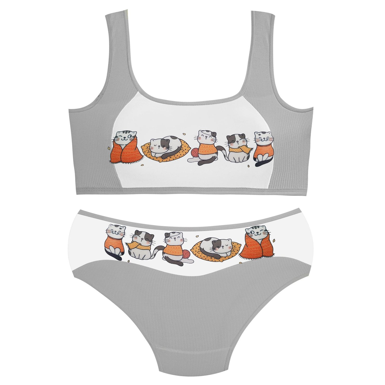 ست شورت و نیم تنه دخترانه ماییلدا مدل پددار گربه سرمایی کد 5164-6 رنگ طوسی - - 1