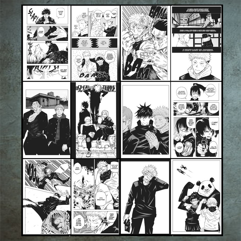 پوستر دیواری مدل انیمه جوجیتسو کایسن Jujutsu Kaisen کد 8 مجموعه 12 عددی