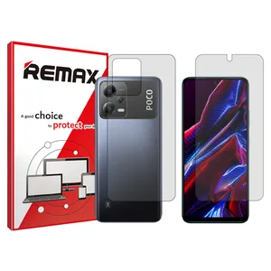 Remax HyGEL model transparent screen protector suitable for Xiaomi Poco X5 mobile phone along with the back protector