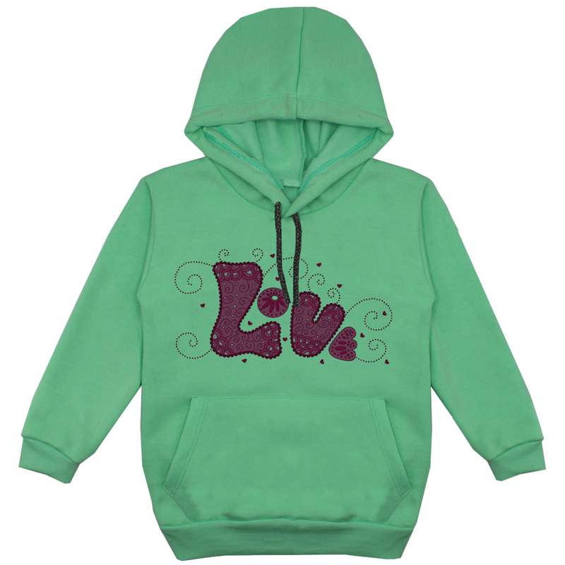 هودی دخترانه مدل F52 LOVE رنگ سبز