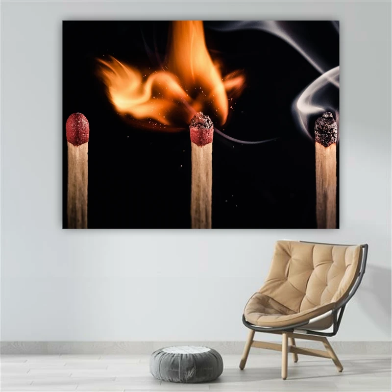 تابلو بوم طرح مخمل مدل کبریت شعله ور کد BK1367