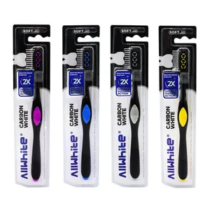 مسواک آل وایت مدل Carbon White با برس نرم مجموعه 4 عددی