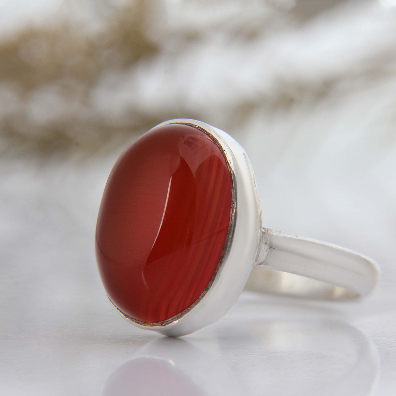 انگشتر نقره زنانه مدل رکاب پشت بسته حرز دار سنگ عقیق کد AW_700 -  - 4