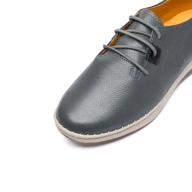 کفش طبی زنانه مدل آنیس بندی تمام چرم رنگ طوسی