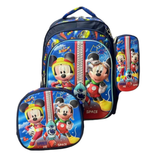 کوله پشتی مدل میکی به همراه کیف غذا و جامدادی