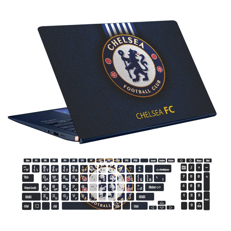 استیکر لپ تاپ توییجین و موییجین طرح Chelsea کد 01 مناسب برای لپ تاپ 15.6 اینچ به همراه برچسب حروف فارسی کیبورد 